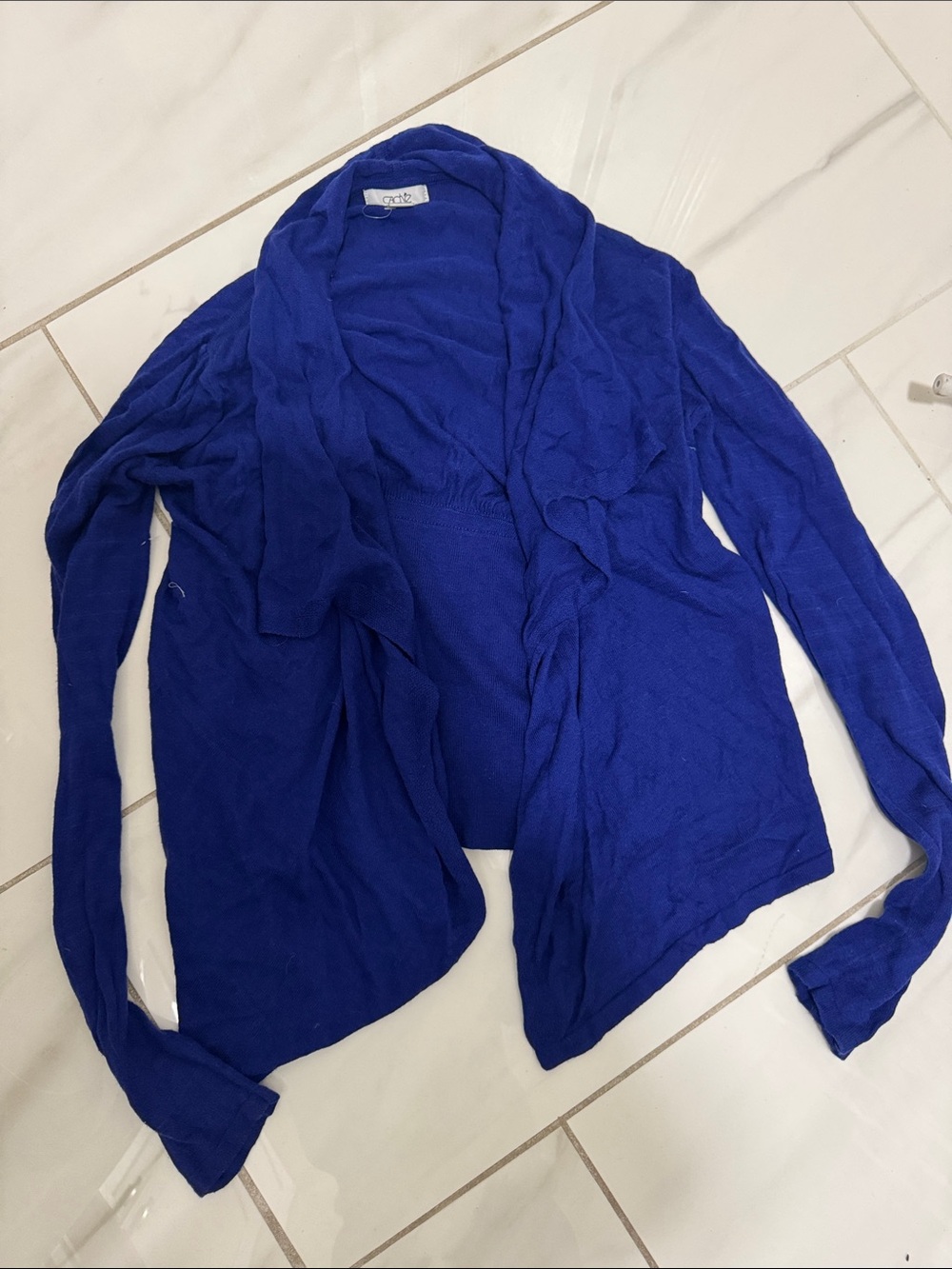Cache Cobalt Blue Draped Open-Front Cardigan